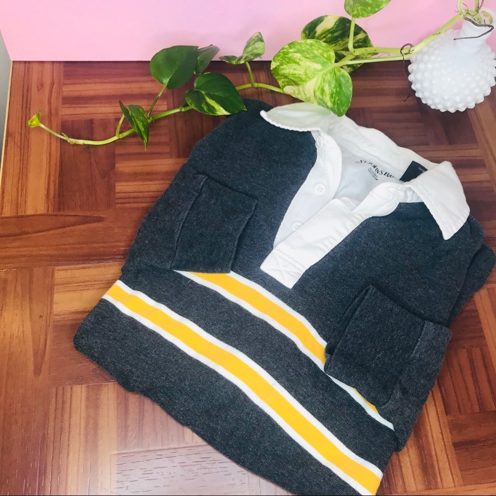 vintage 90s retro striped gray rugby pullover - Picture 8 of 8